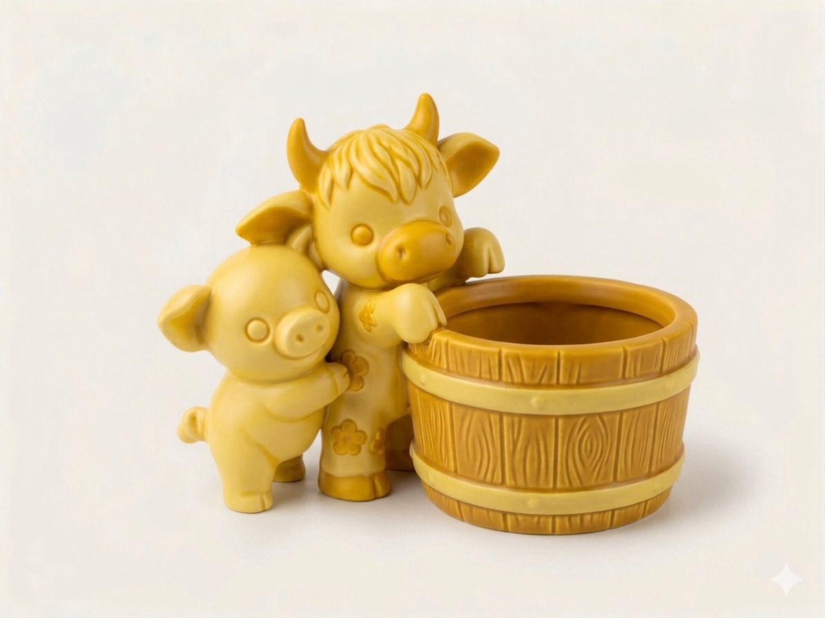 Cow & Pig Barrel Planter - Image 2