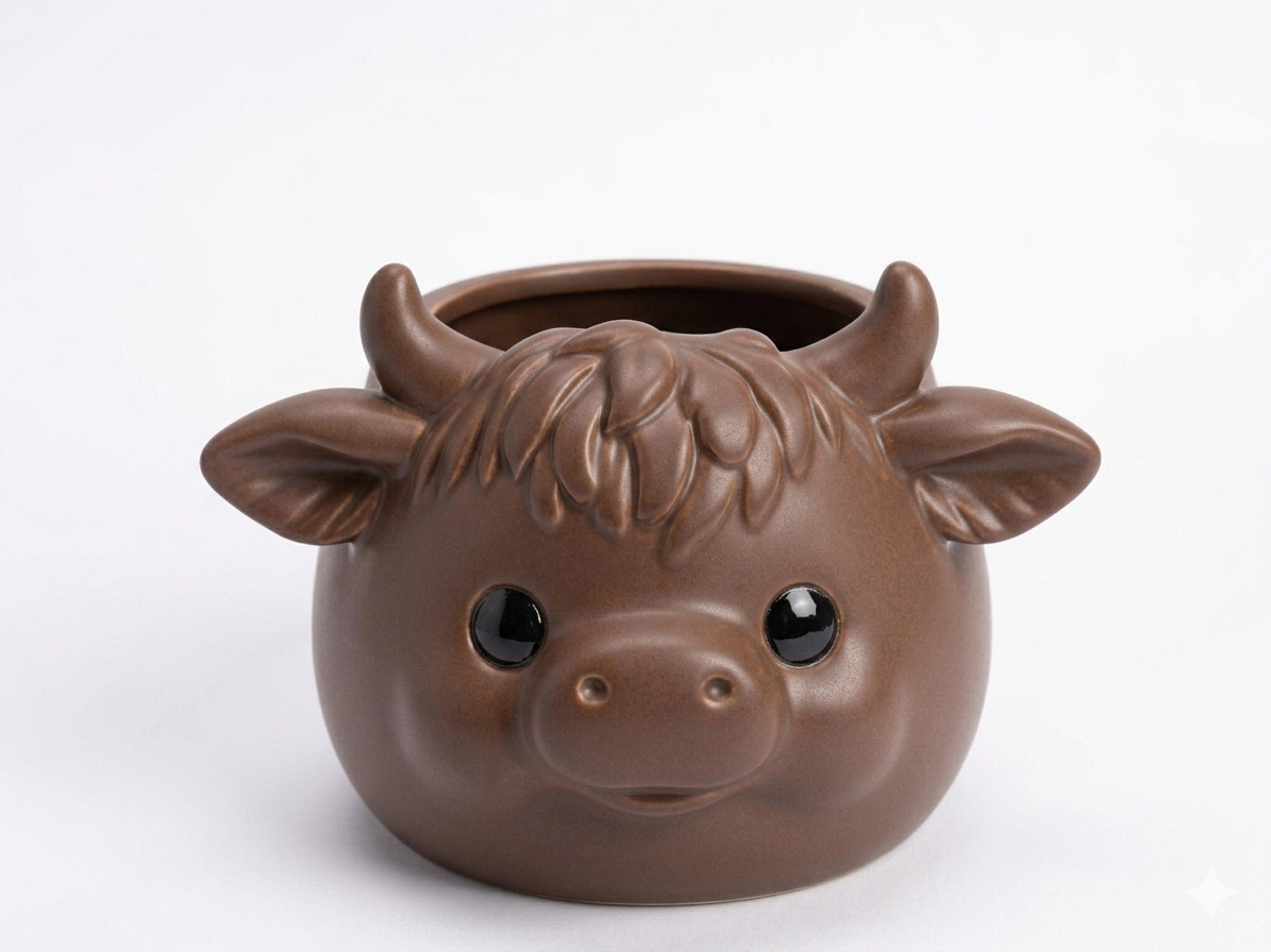 Chubby Highland Cow planter - Image 2