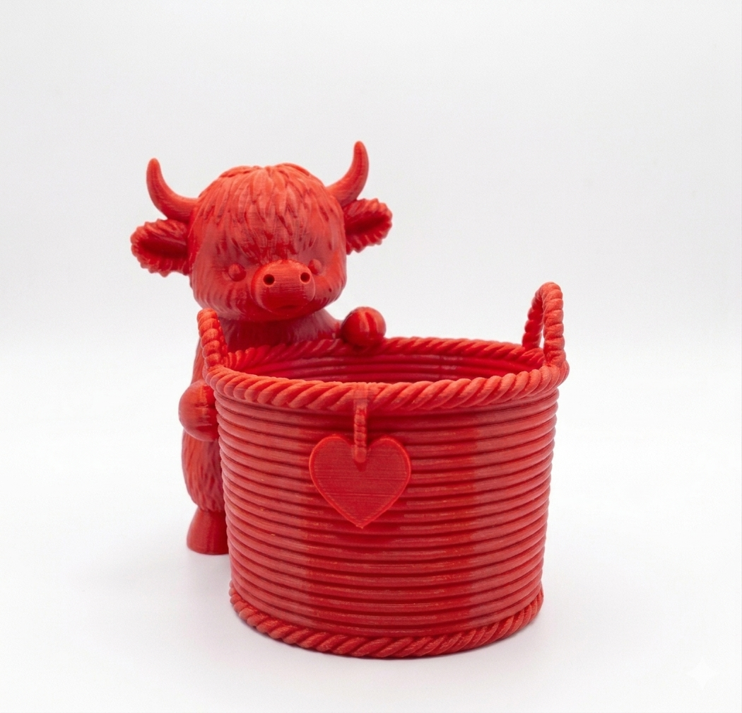 Cow with a cute Wicker Basket Planter - Image 14