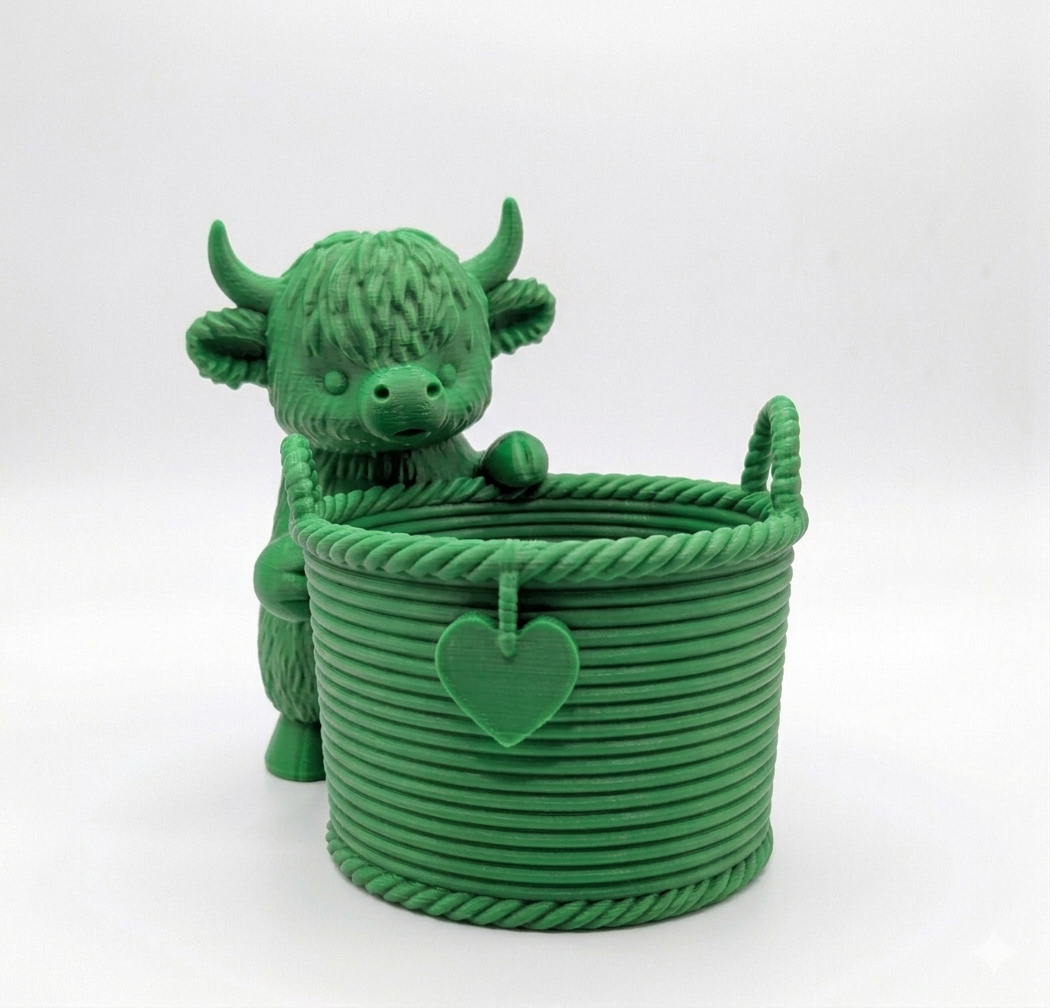 Cow with a cute Wicker Basket Planter - Image 6