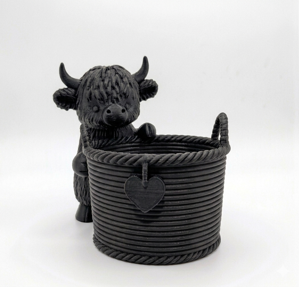Cow with a cute Wicker Basket Planter - Image 8