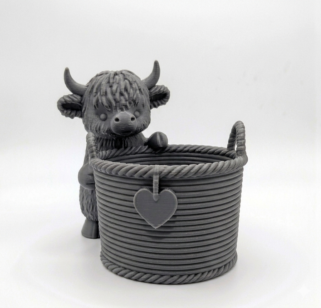 Cow with a cute Wicker Basket Planter - Image 9