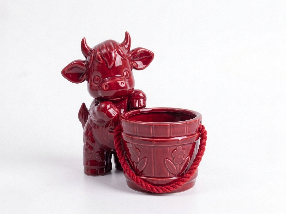 Cow with a Bucket Flower Planter - Image 15