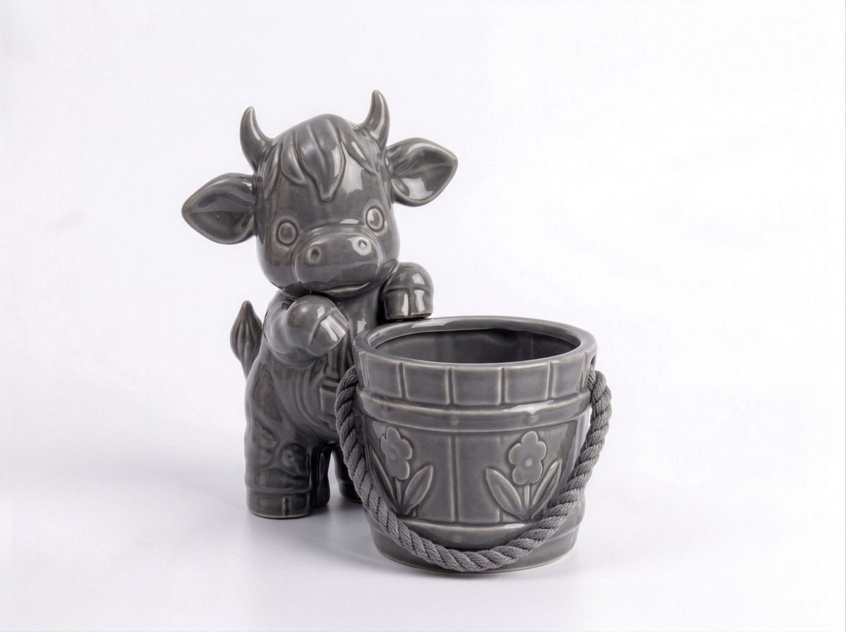 Cow with a Bucket Flower Planter - Image 4