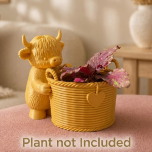 Cow with a cute Wicker Basket Planter