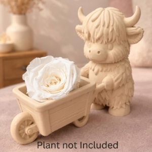 Cow with a wheelbarrow