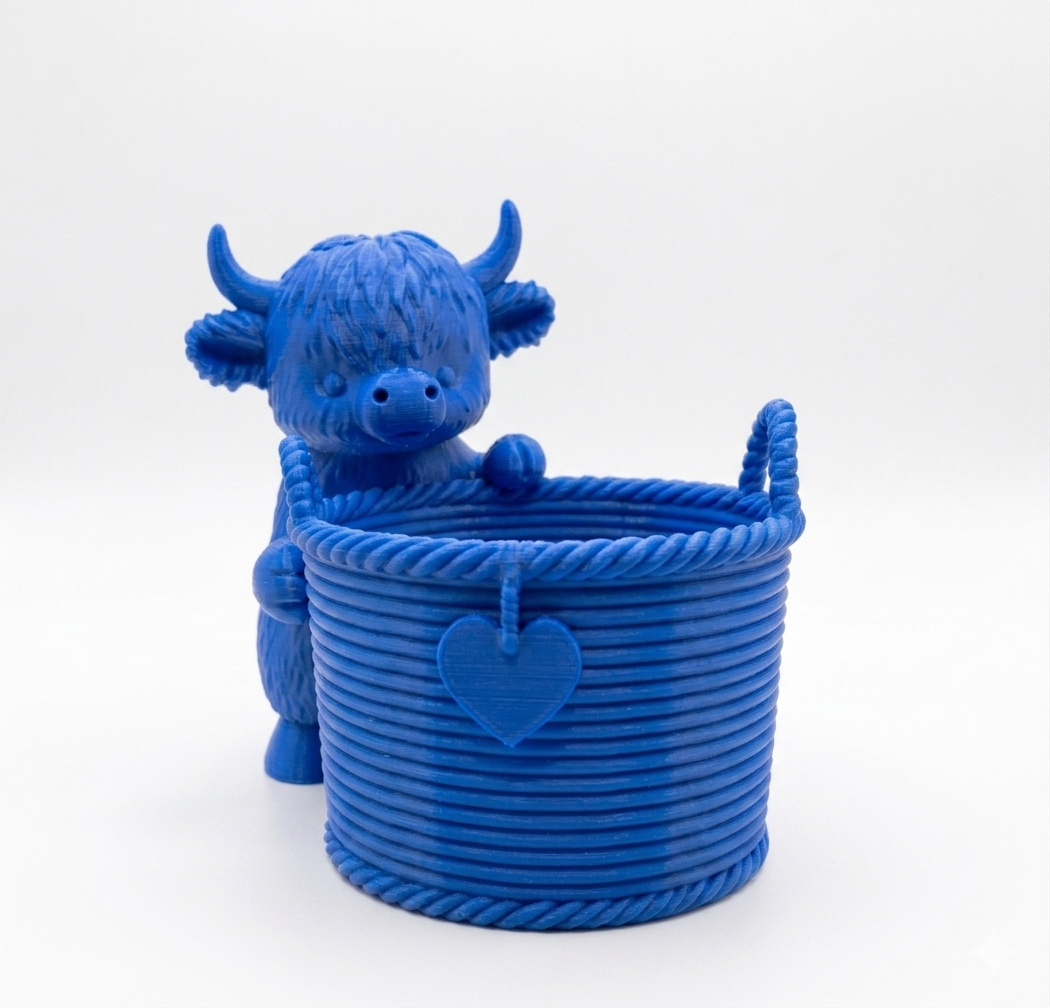 Cow with a cute Wicker Basket Planter - Image 12