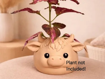 Chubby Highland Cow planter