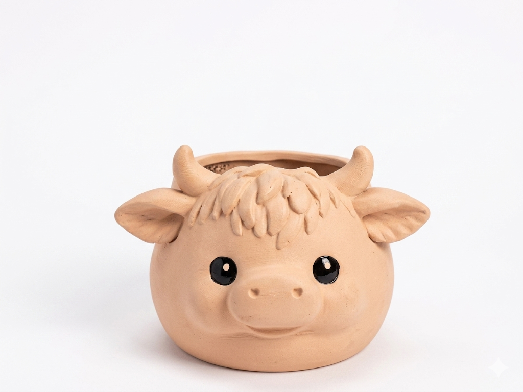 Chubby Highland Cow planter - Image 3
