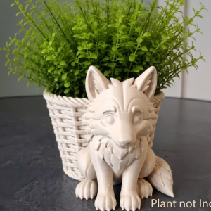 Woodland Wolf Pup Basket Planter