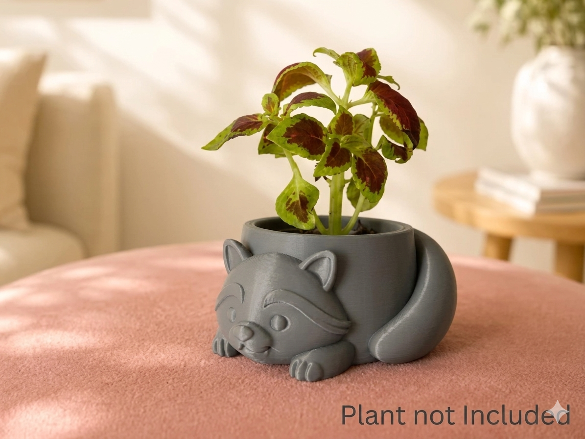 Cute raccoon planter