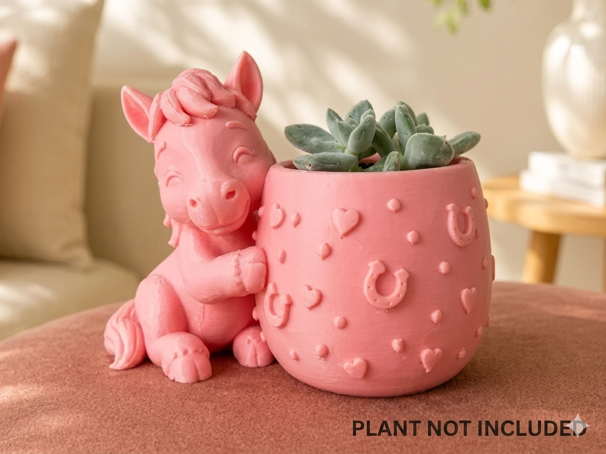 Gallop into Greenery Cute Horse Planter