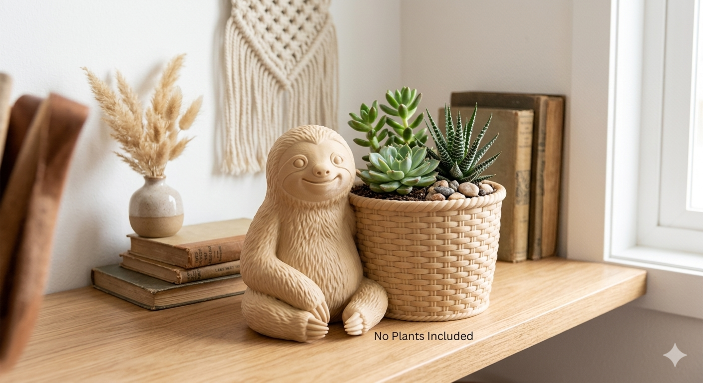 Sloth Wicker Planter