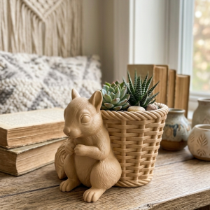 Squirrel Wicker Planter