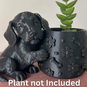 Cute Wire Haired Dachsund Planter