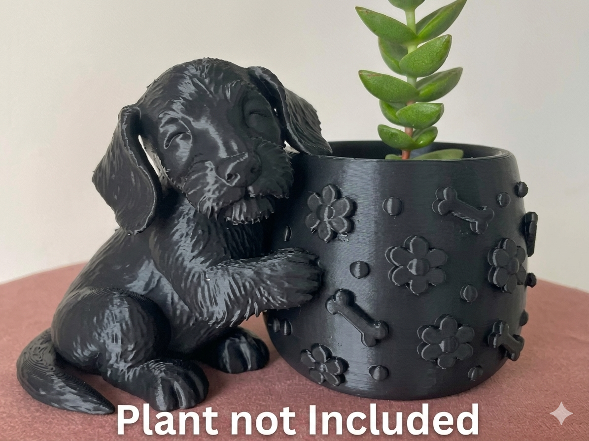 Cute Wire Haired Dachsund Planter